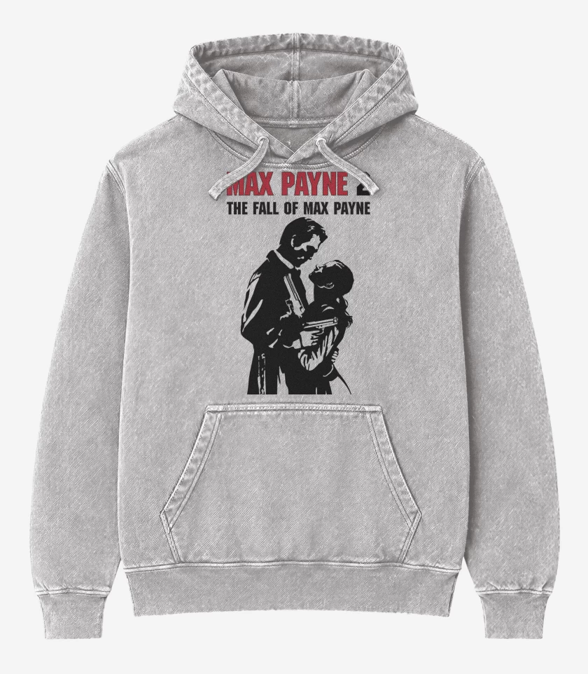 Poleron Canguro Acid Wash Gris Melange de Max Payne 2 The Fall of Max Payne