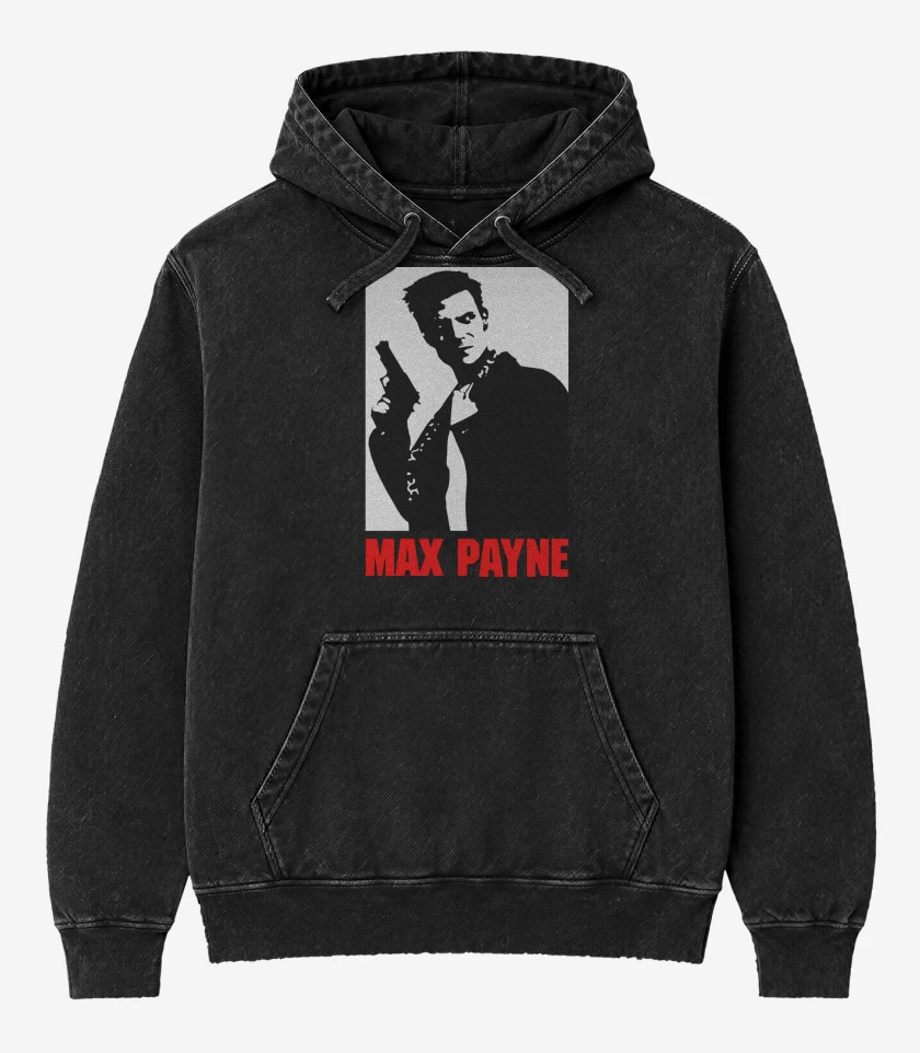 Poleron Canguro Acid Wash Negro de Max Payne