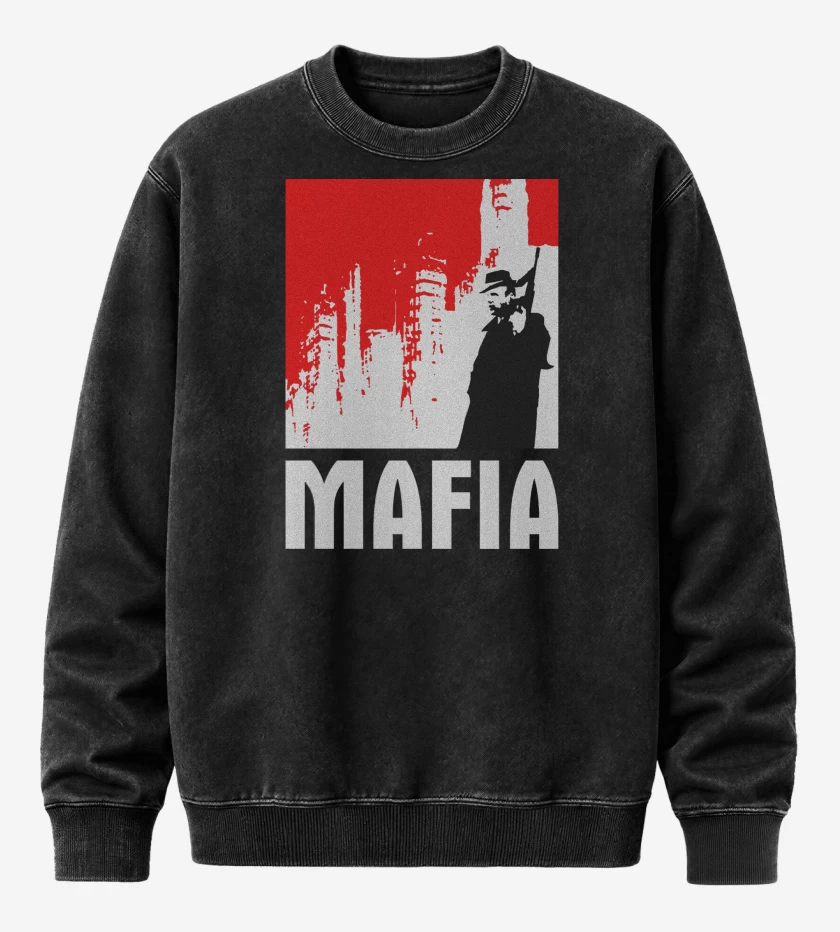 Poleron Polo Acid Wash Negro de Mafia