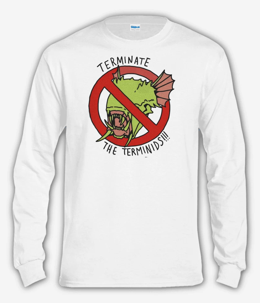 Polera manga larga Blanco de Helldivers 2 Anti Terminidos