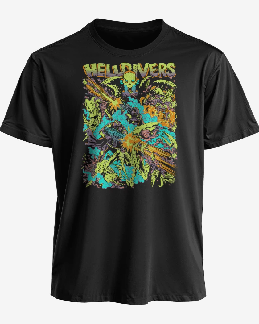 Polera premium Negro de Helldivers 2 For Democracy