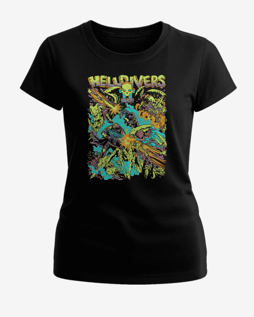 Polera de Mujer Negro de Helldivers 2 For Democracy