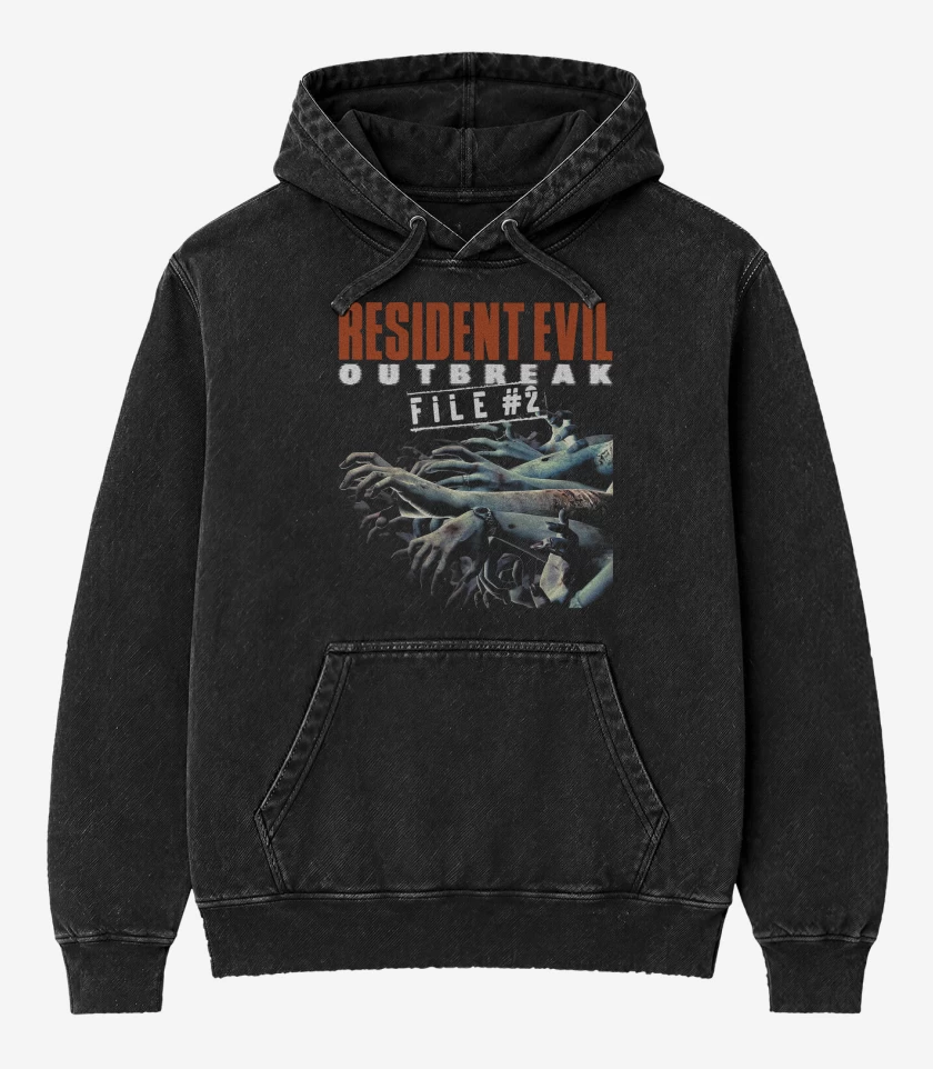 Poleron Canguro Acid Wash Negro de Resident Evil Outbreak File 2