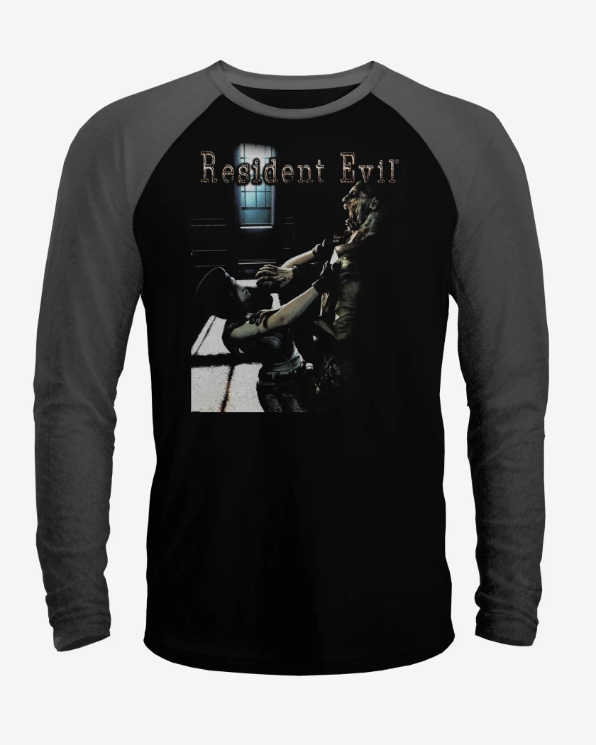 Polera Raglan Negro / Negro Heather de Resident Evil Remake