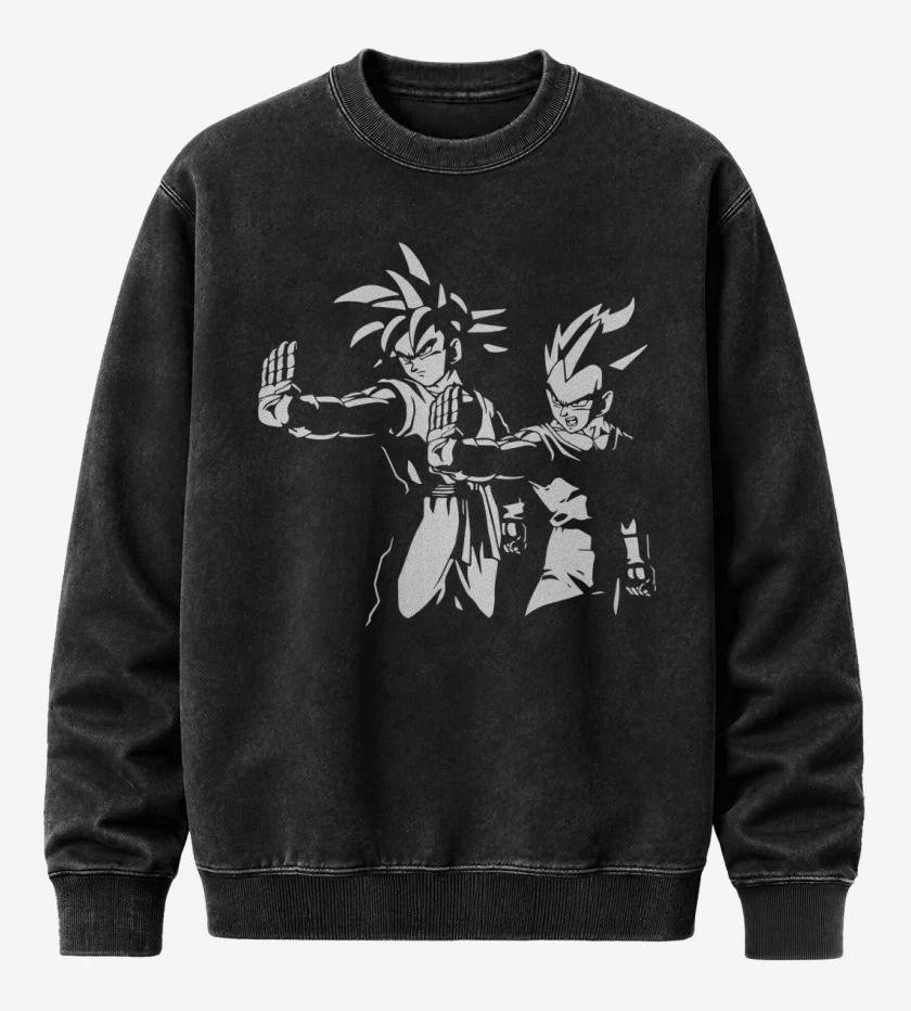Poleron Polo Acid Wash Negro de Saiyan Fiction