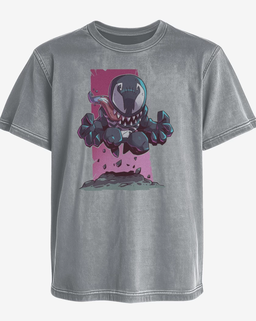 Polera desgastada Gris Melange de Chibi Veneno