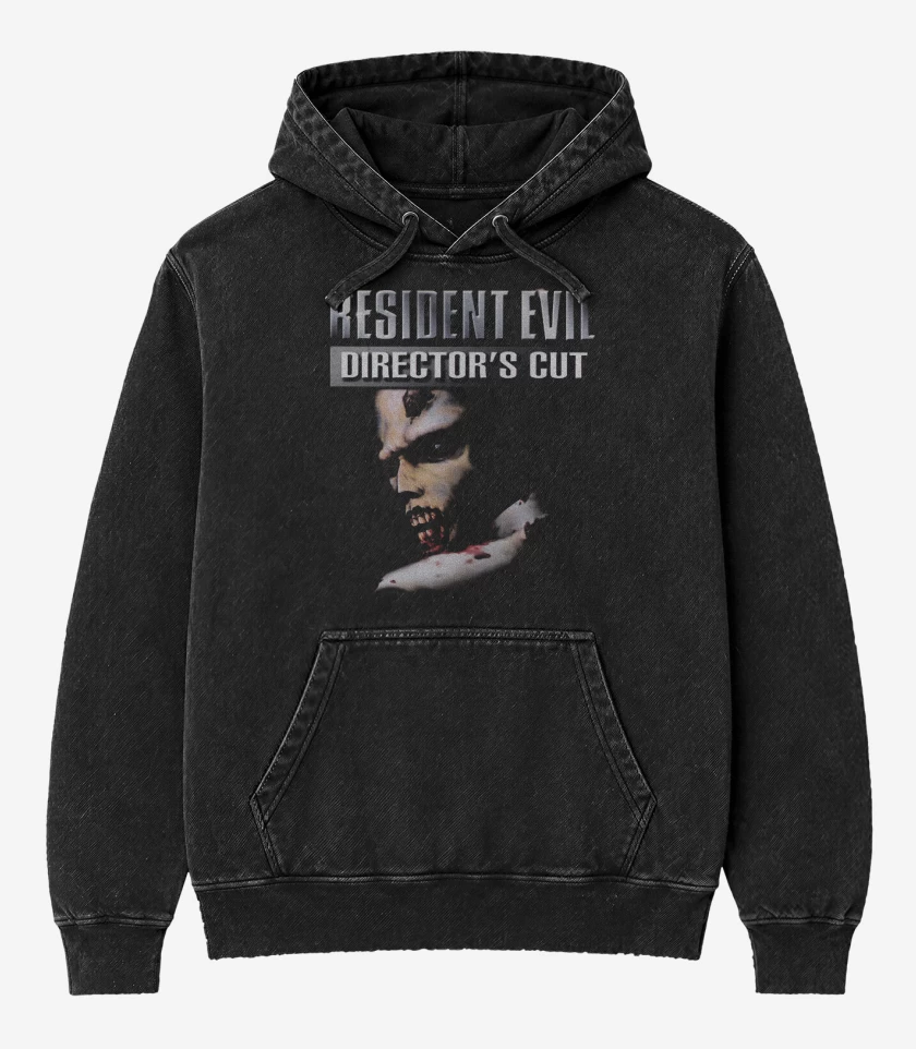 Poleron Canguro Acid Wash Negro de Resident Evil Directors Cuts