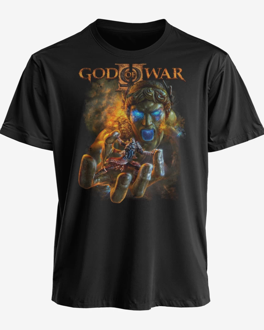 Polera premium Negro de God of War II Coloso de Rodas 
