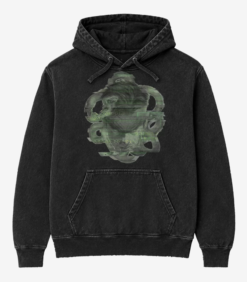 Poleron Canguro Acid Wash Negro de Metal Gear Solid Snake