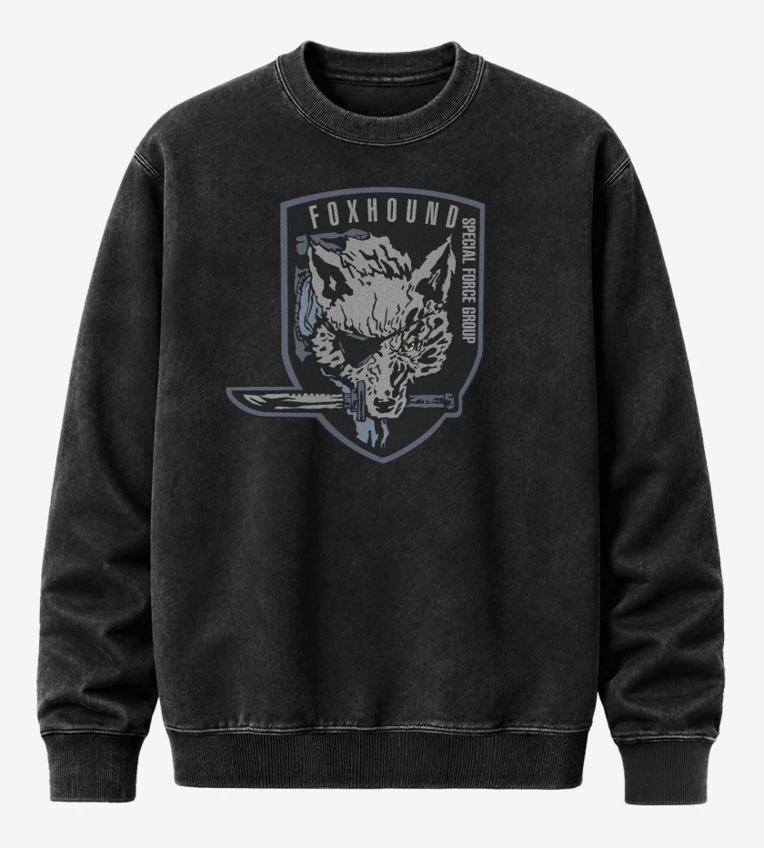 Poleron Polo Acid Wash Negro de Metal Gear Solid Fox Snake