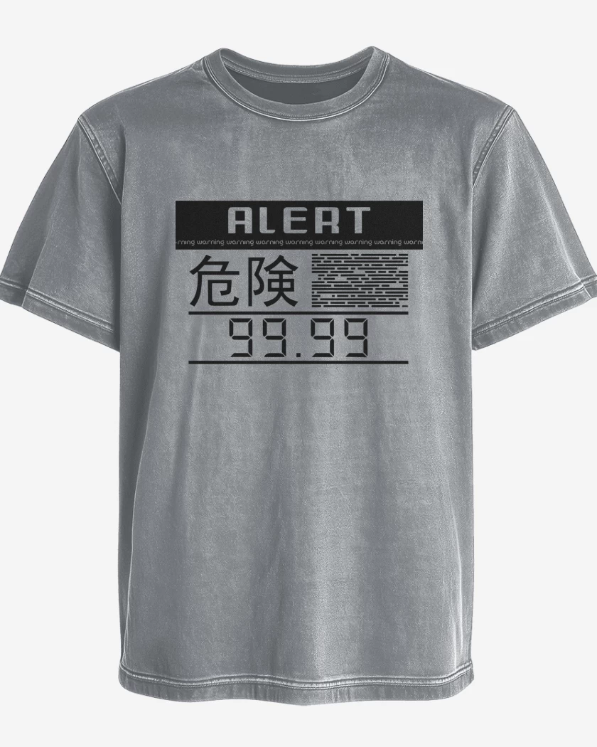 Polera desgastada Gris Melange de Metal Gear Solid Alarma