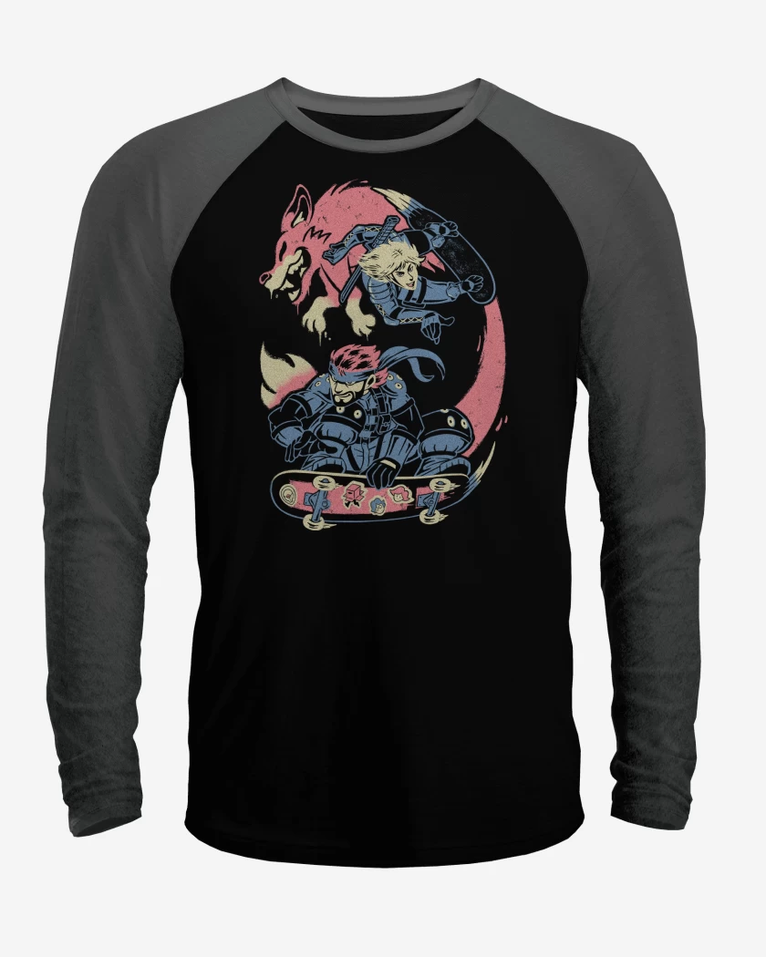 Polera Raglan Negro / Negro Heather de Metal Gear Solid Skate