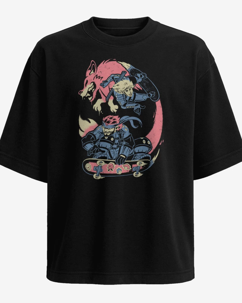 Polera Oversize Negro de Metal Gear Solid Skate