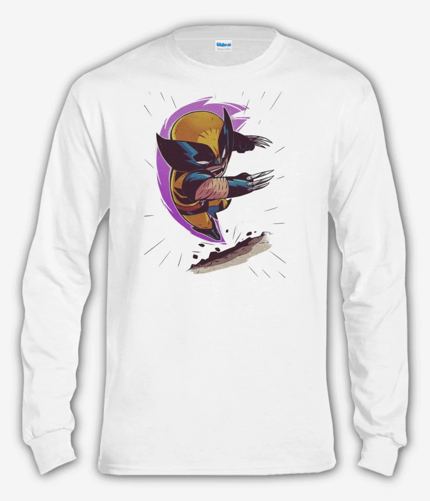 Polera manga larga Blanco de Chibi Wolverine