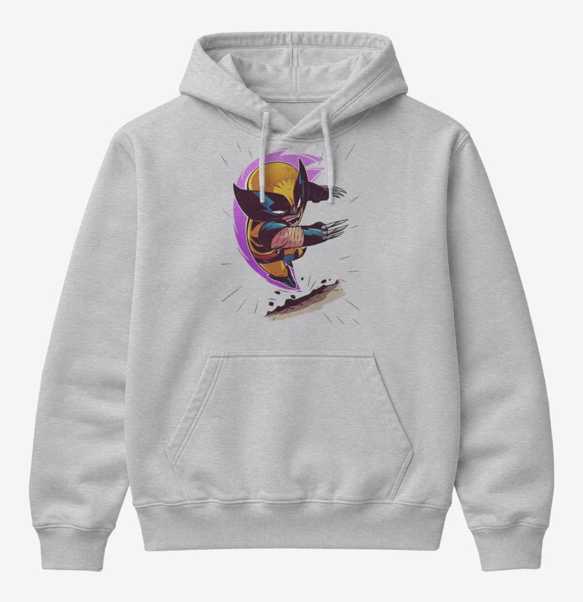 Poleron Canguro básico Gris Melange de Chibi Wolverine