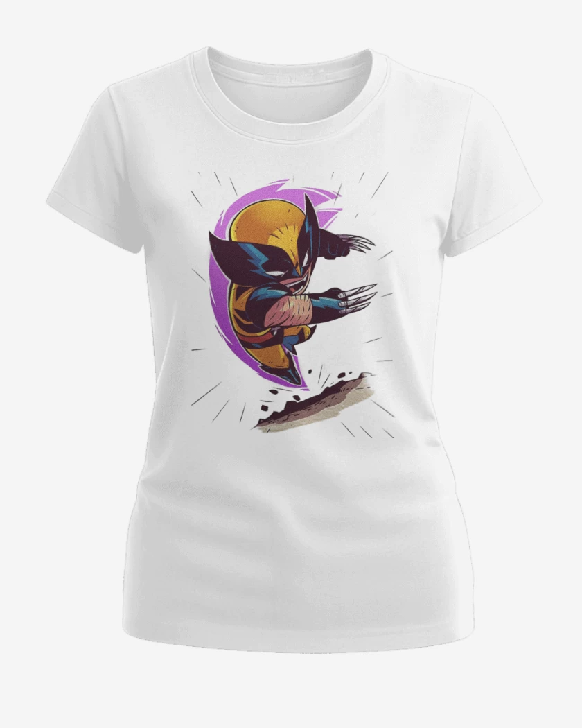 Polera de Mujer Blanco de Chibi Wolverine
