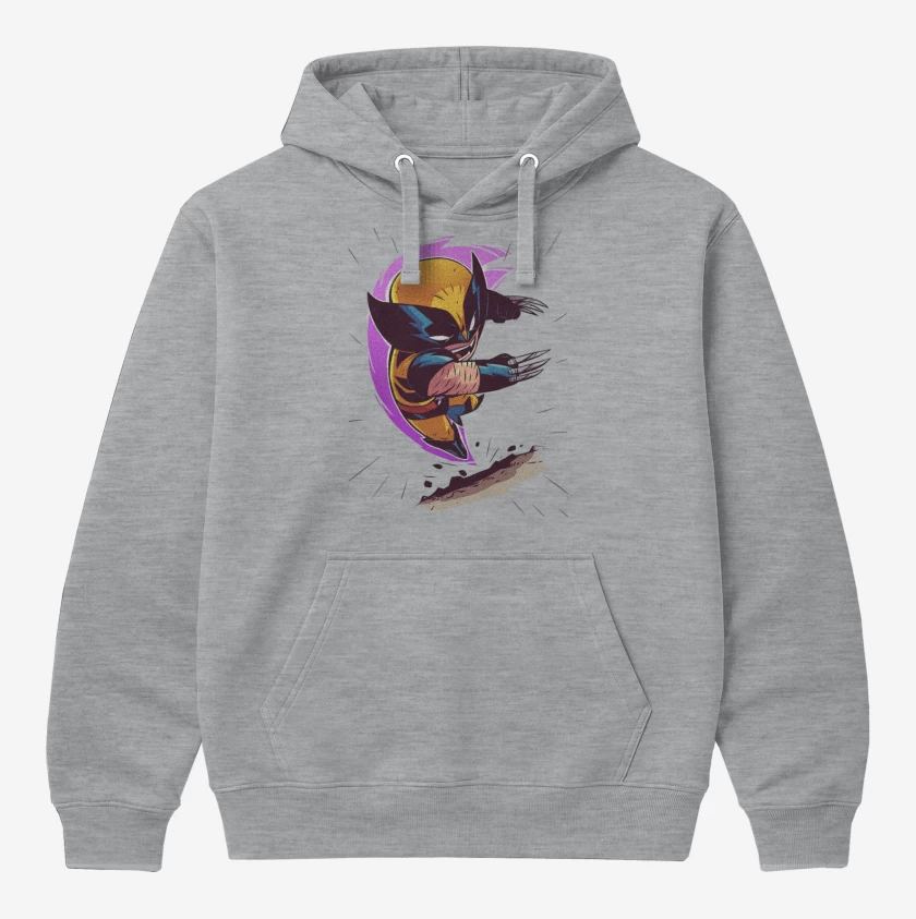 Polerón Canguro Gris Melange de Chibi Wolverine
