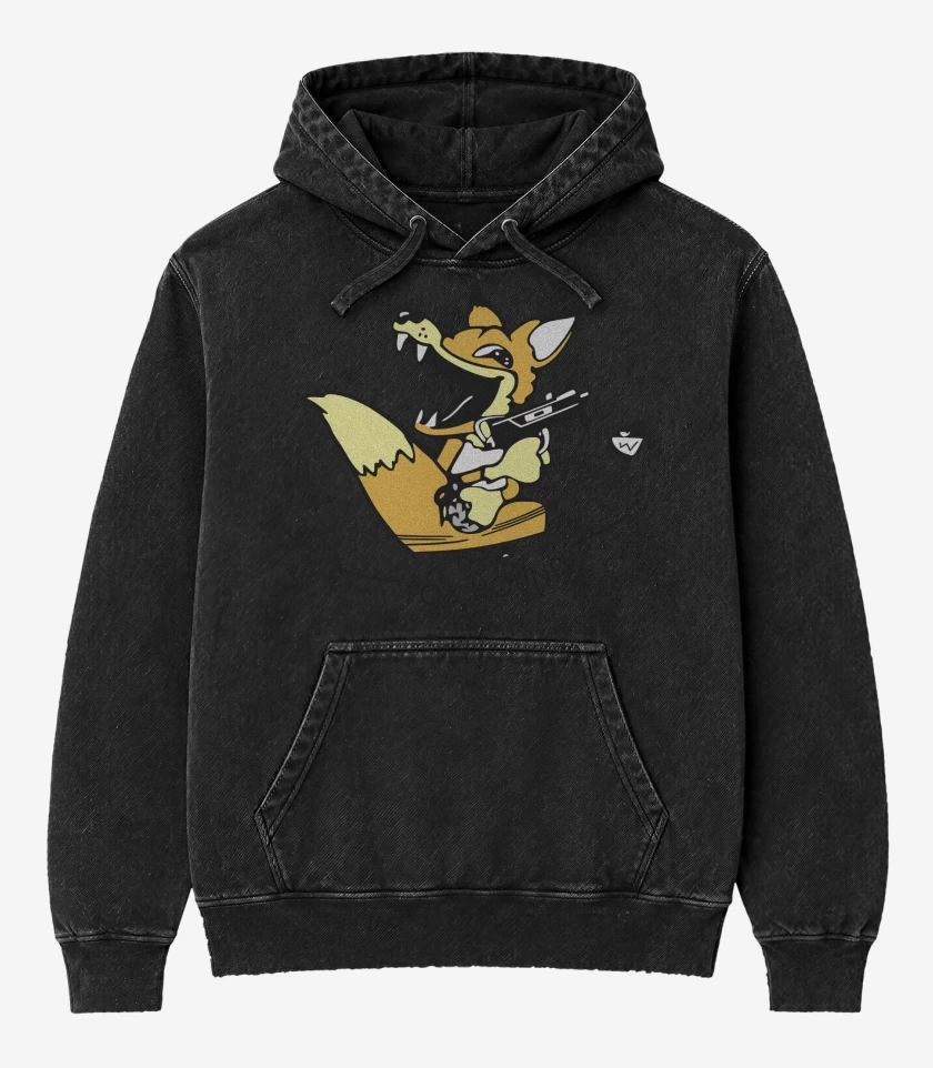Poleron Canguro Acid Wash Negro de Metal Gear Special Force Fox Hound