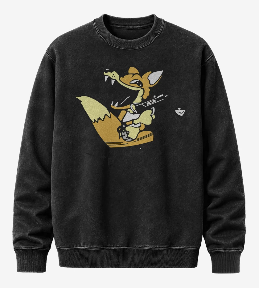 Poleron Polo Acid Wash Negro de Metal Gear Special Force Fox Hound