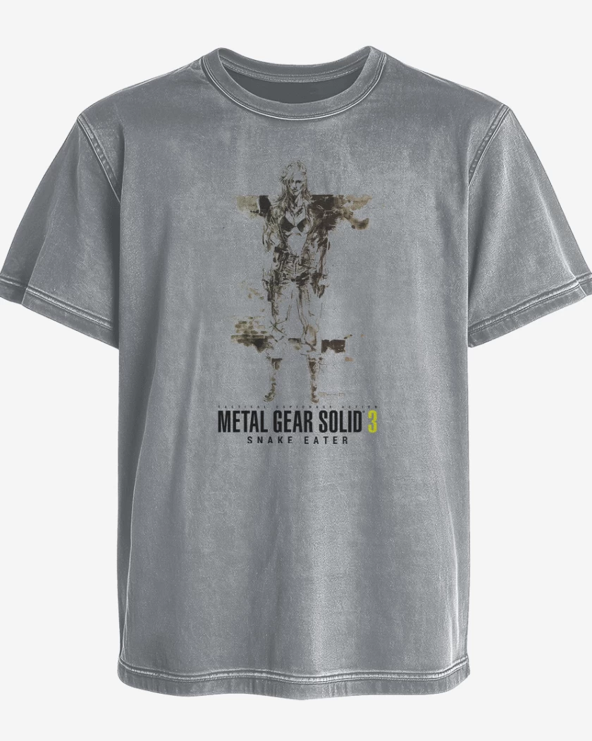 Polera desgastada Gris Melange de Metal Gear Solid 3 Snake Eater Eva