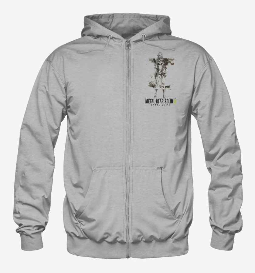 Poleron Canguro con cierre Gris Melange de Metal Gear Solid 3 Snake Eater Eva
