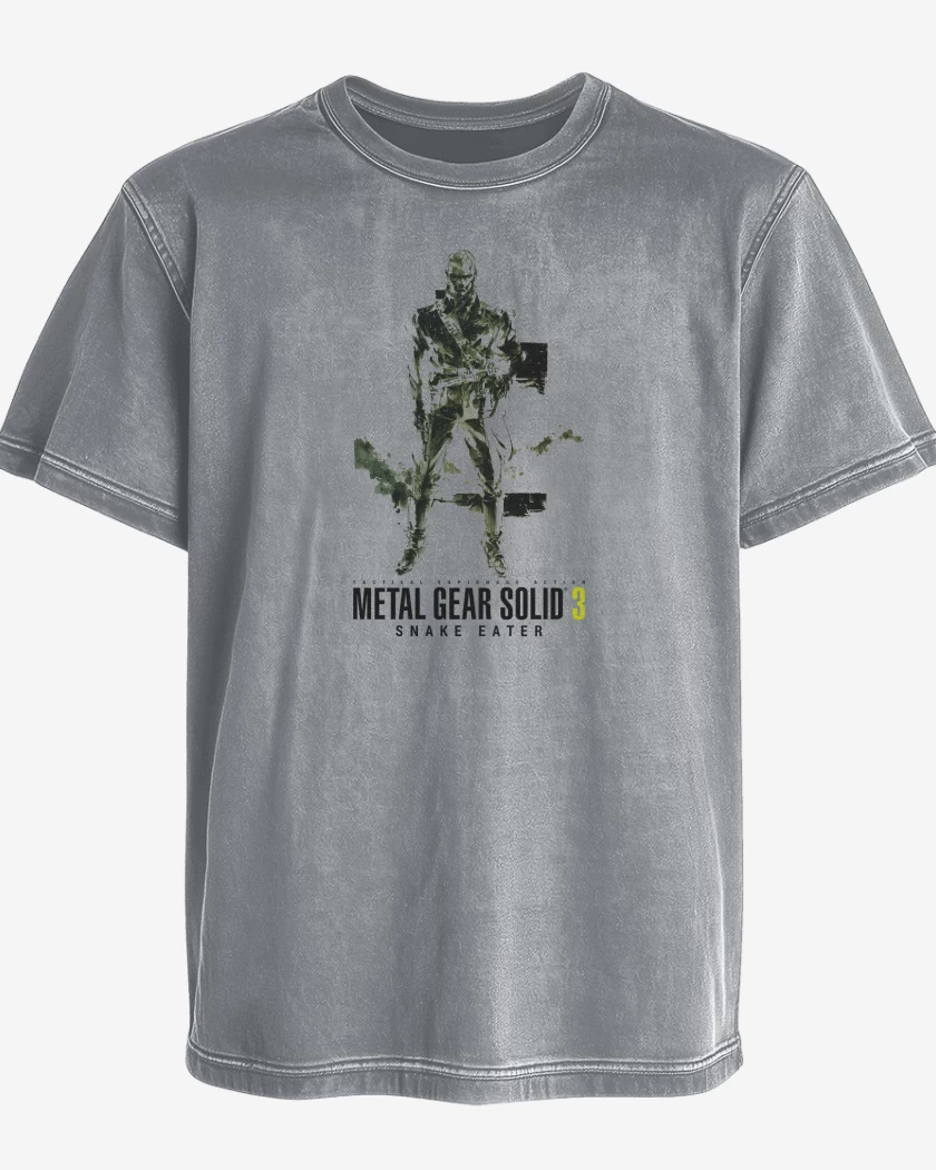 Polera desgastada Gris Melange de Metal Gear Solid 3 Snake Eater Ocelot