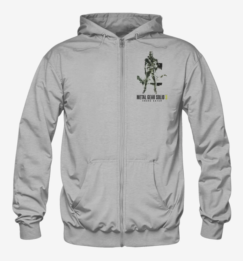 Poleron Canguro con cierre Gris Melange de Metal Gear Solid 3 Snake Eater Ocelot