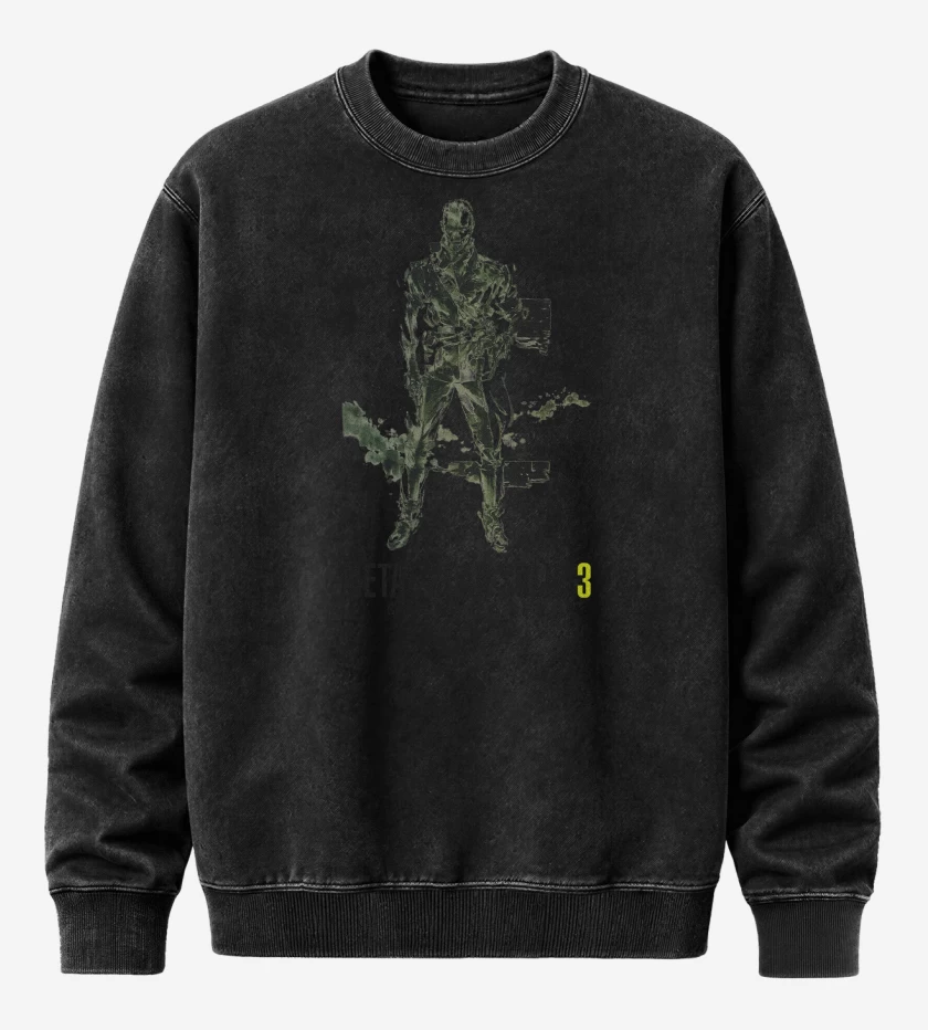 Poleron Polo Acid Wash Negro de Metal Gear Solid 3 Snake Eater Ocelot