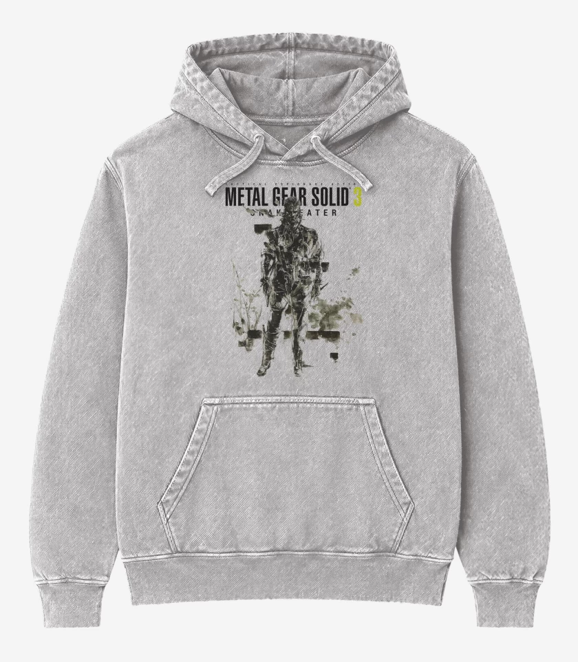Poleron Canguro Acid Wash Gris Melange de Metal Gear Solid 3 Snake Eater Naked Snake