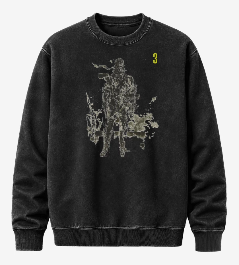 Poleron Polo Acid Wash Negro de Metal Gear Solid 3 Snake Eater Naked Snake