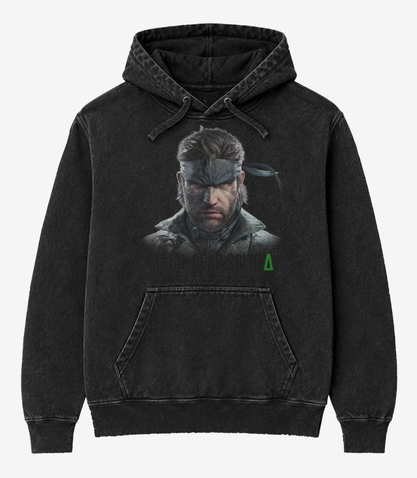 Poleron Canguro Acid Wash Negro de Metal Gear Solid Delta Snake