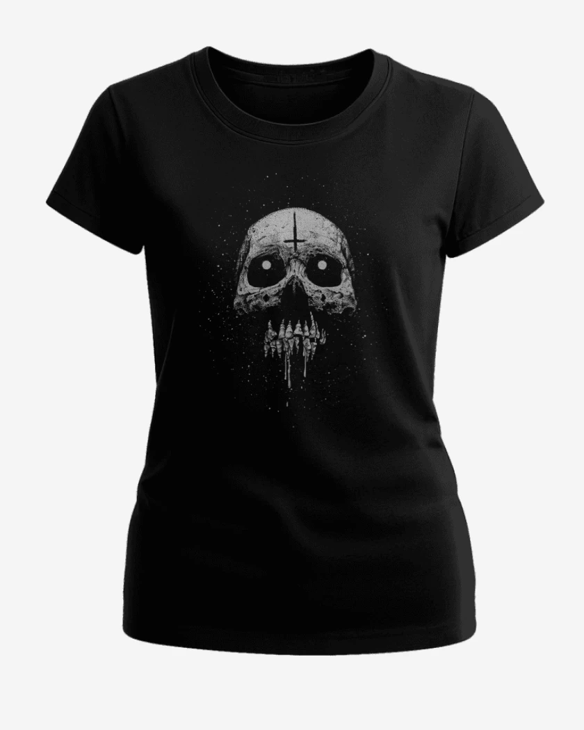 Polera de Mujer Negro de Craneo Espacio