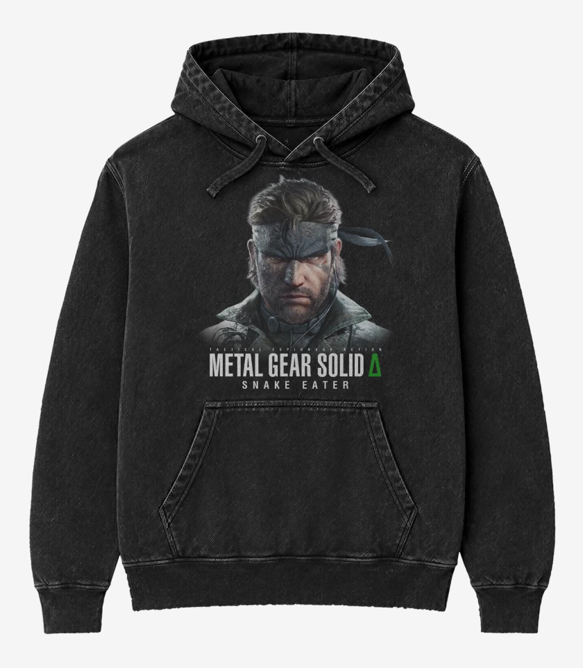 Poleron Canguro Acid Wash Negro de Metal Gear Solid Delta Naked Snake