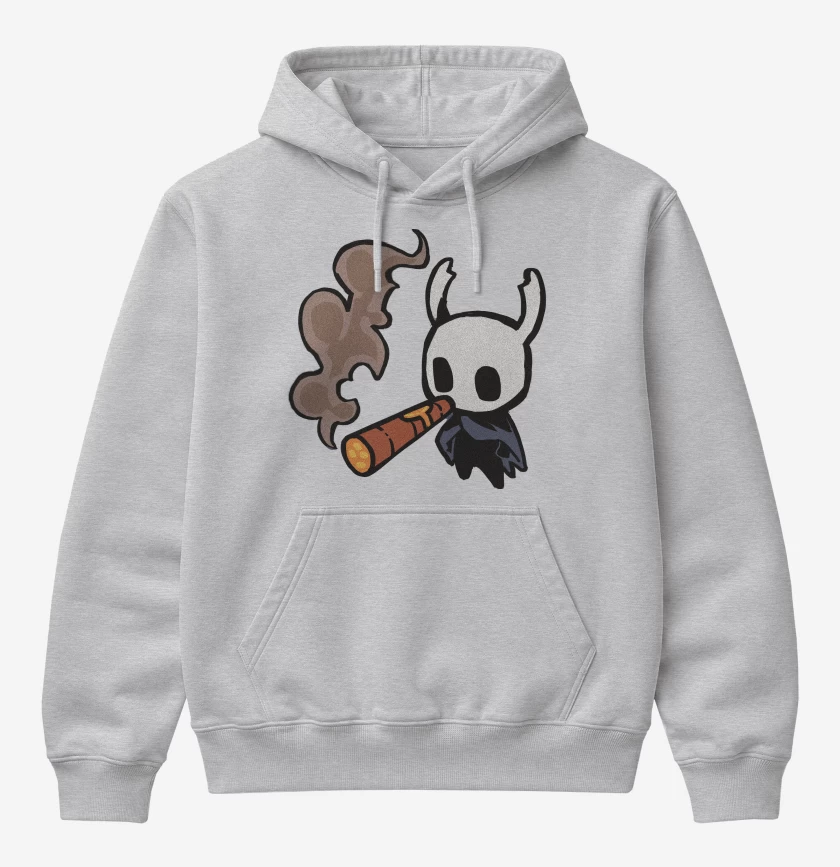 Poleron Canguro básico Gris Melange de Hollow Knight tabaquito