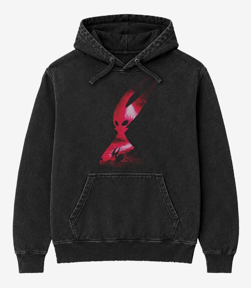 Poleron Canguro Acid Wash Negro de Silksong Hornet