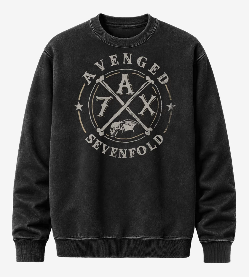 Poleron Polo Acid Wash Negro de Avenged Sevenfold A7X