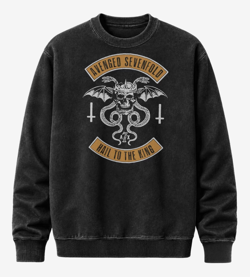 Poleron Polo Acid Wash Avenged Sevenfold Hail to the King