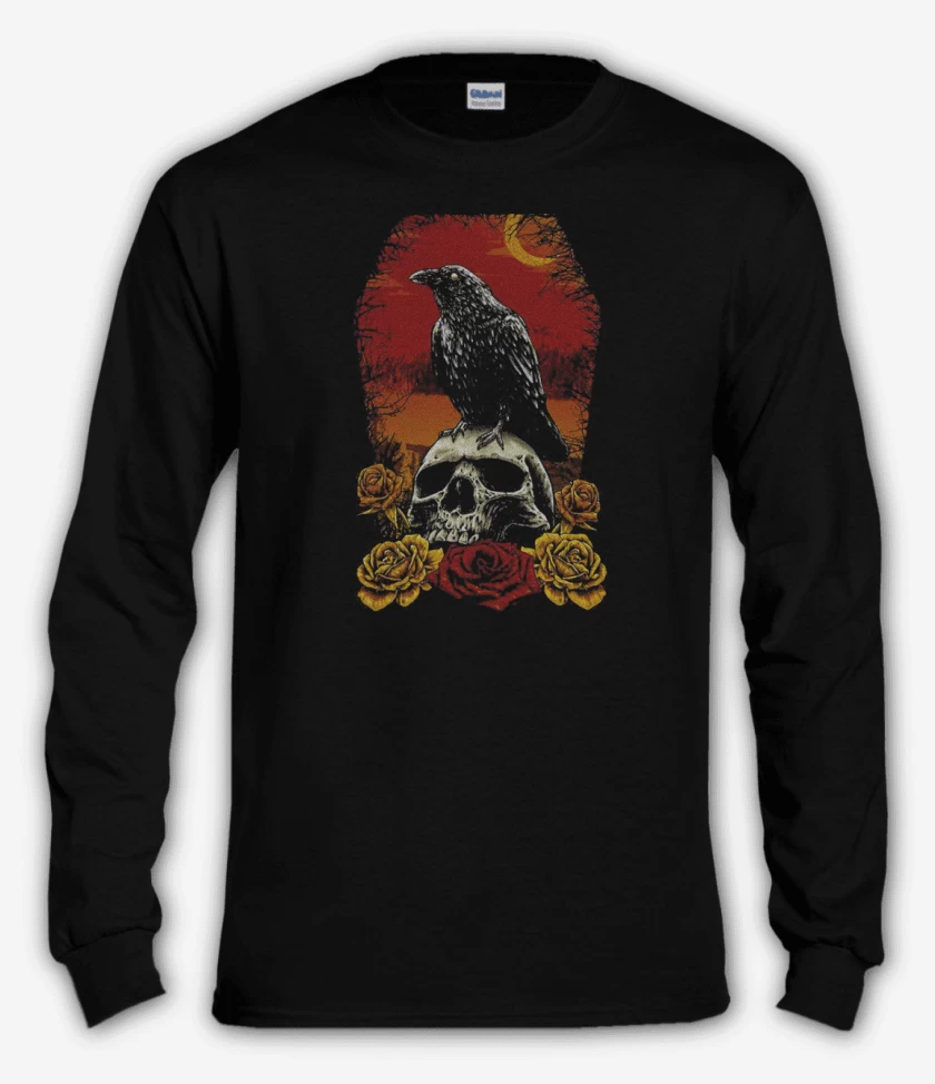 Polera manga larga Negro de Crow and Skull