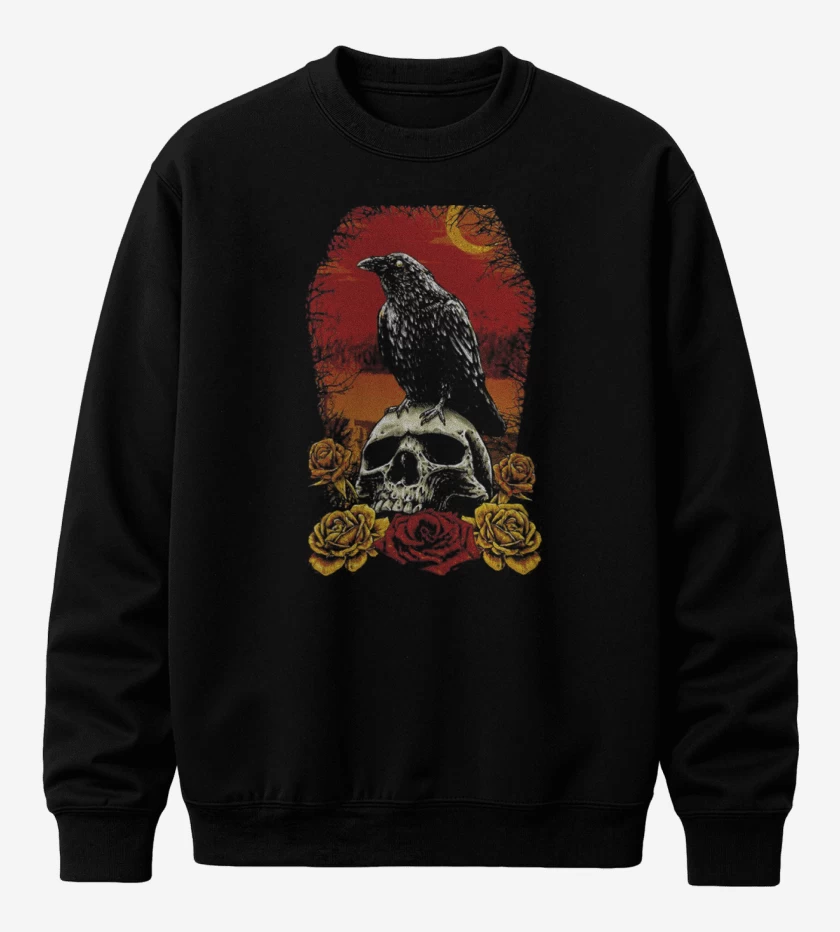 Poleron polo Negro de Crow and Skull