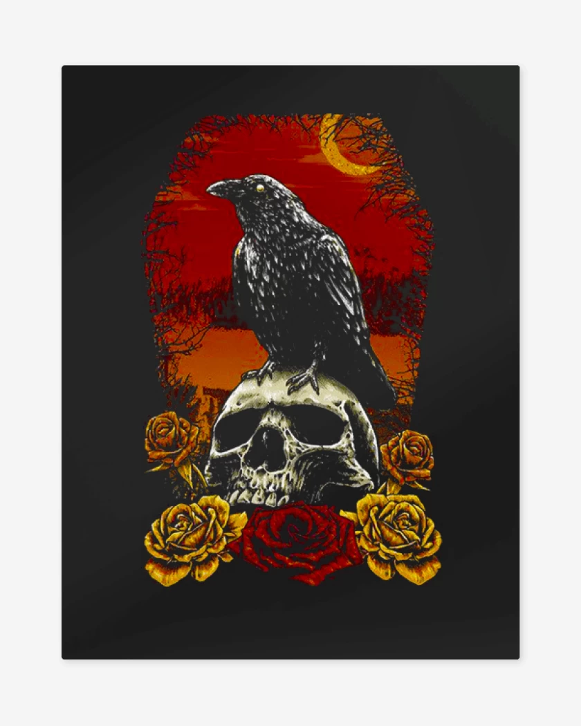 Print metalico Negro de Crow and Skull