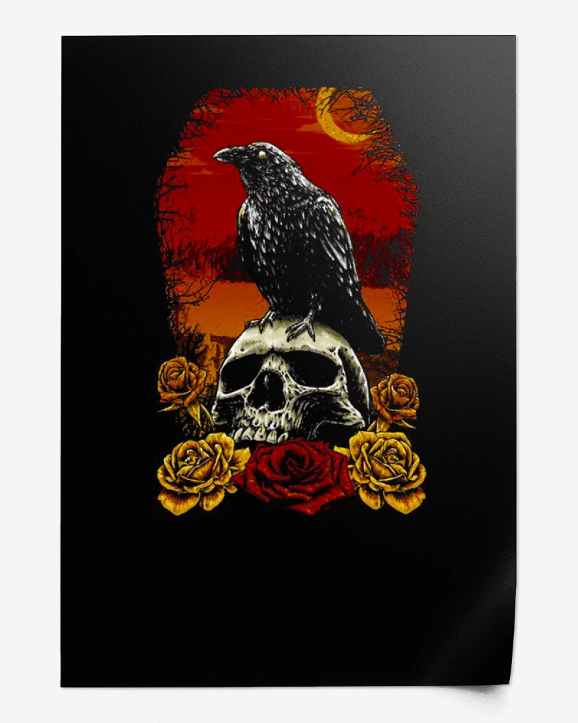 Print Crow and Skull
