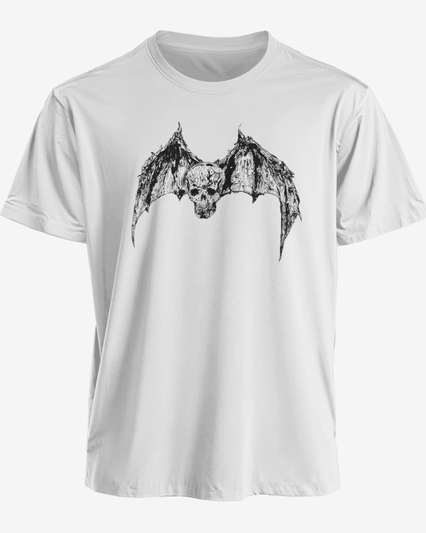 Polera premium Blanco de Avenged Sevenfold Calavera Murcielago