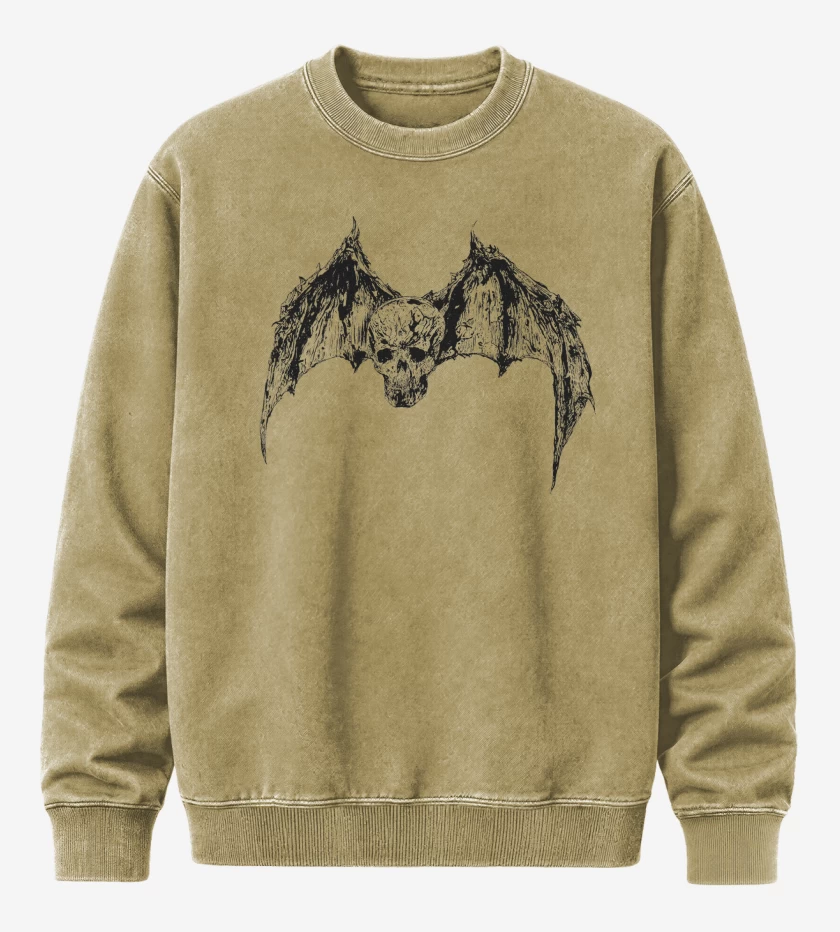 Poleron Polo Acid Wash Beige de Avenged Sevenfold Calavera Murcielago