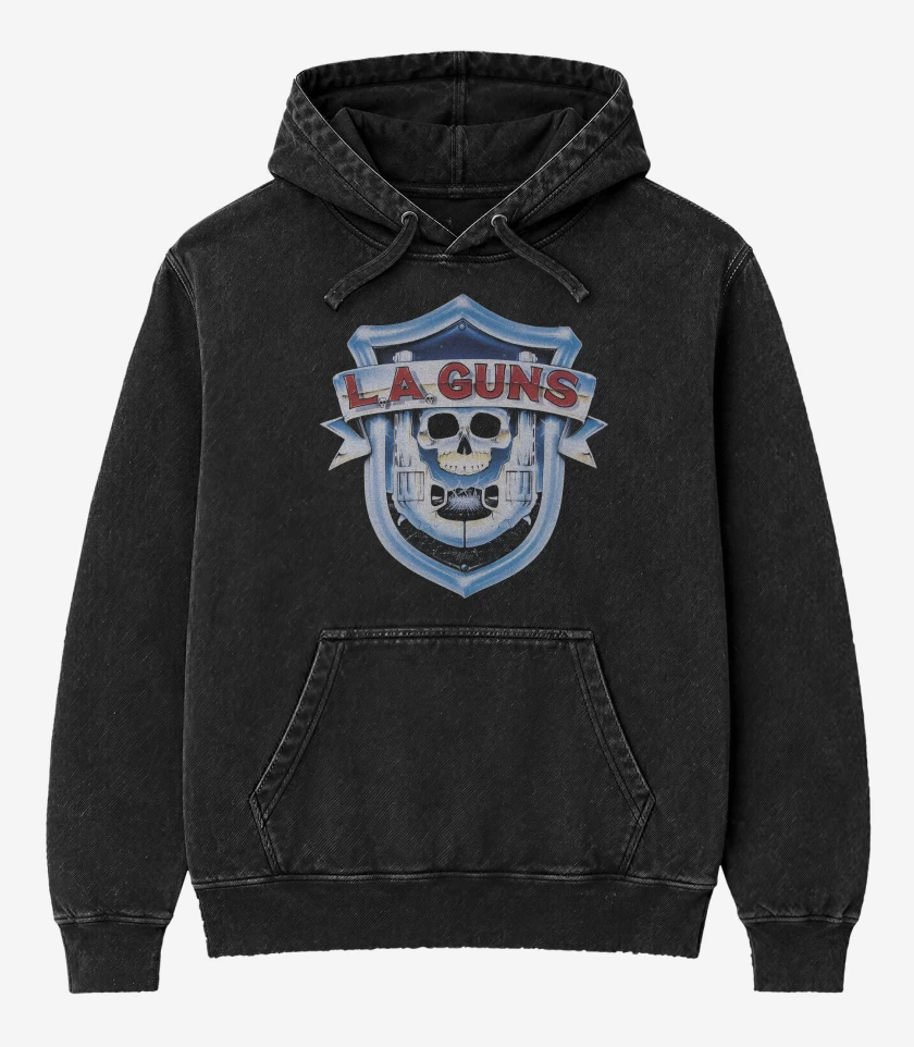 Poleron Canguro Acid Wash Negro de L A Guns