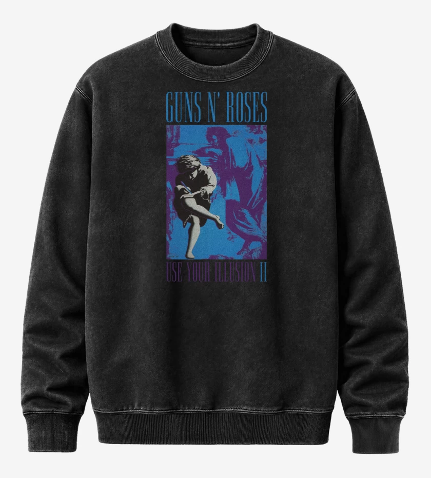 Poleron Polo Acid Wash Negro de Guns n Roses Use Your Illusion II