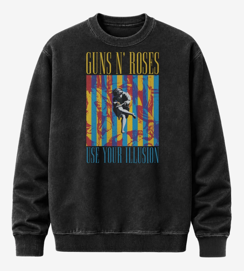 Poleron Polo Acid Wash Negro de Guns n Roses Use Your Illusion