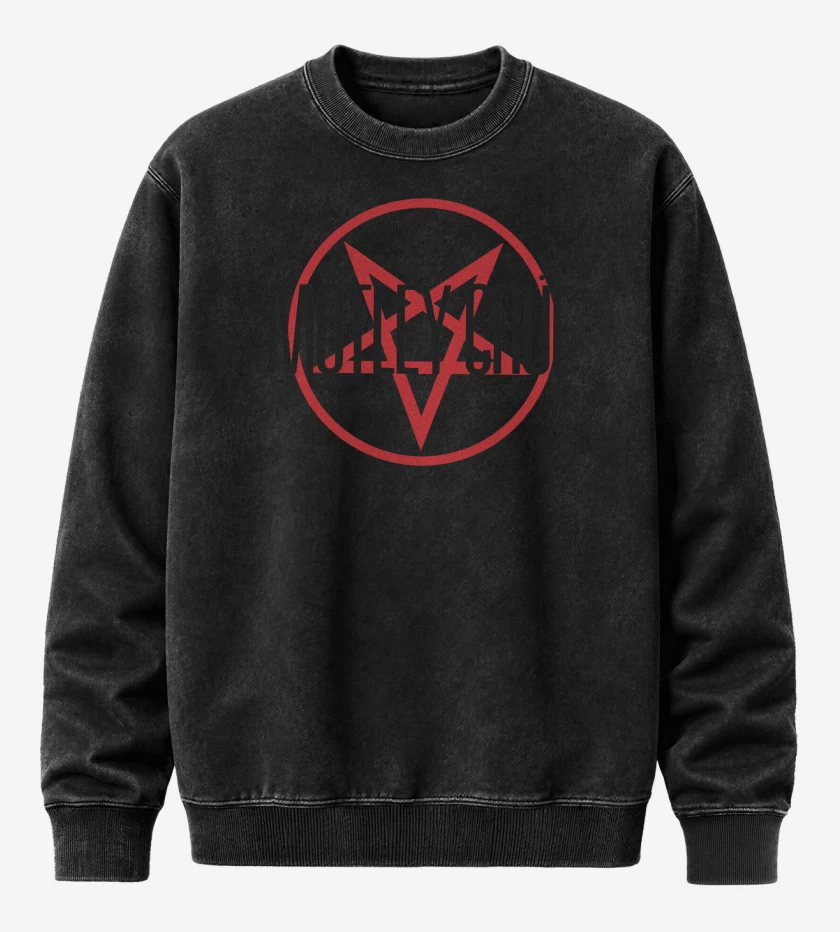 Poleron Polo Acid Wash Negro de Motley Crue Logo