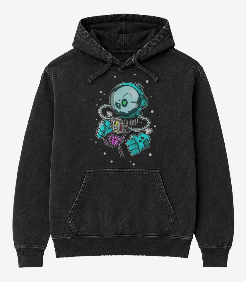 Poleron Canguro Acid Wash Negro de Dark doom