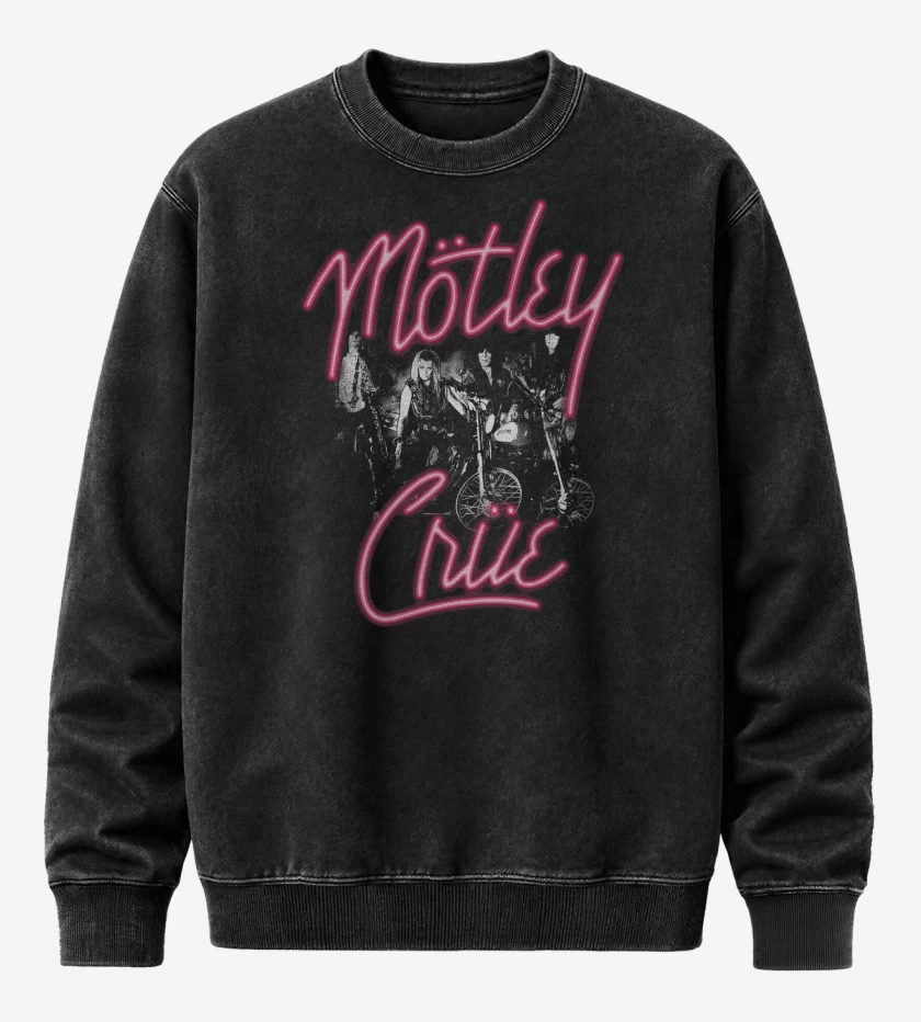 Poleron Polo Acid Wash Negro de Motley Crue Girls Girls