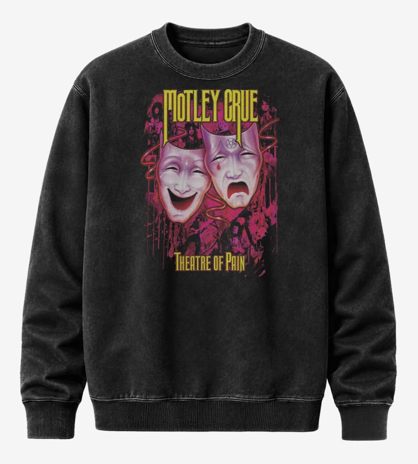 Poleron Polo Acid Wash Negro de Motley Crue Theatre of Pain